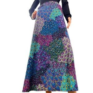 Groovyjudes Purple Blue Bohemian Sequins Stretchy Maxi Skirt Size Medium
